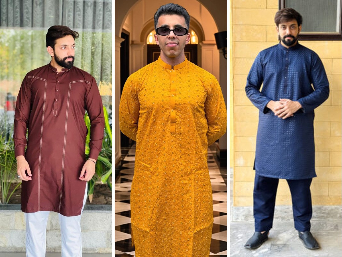 Men's kurta pajama wholesale collection: casual, chikankari and wedding styles stitched to order in Faisalabad, Pakistan